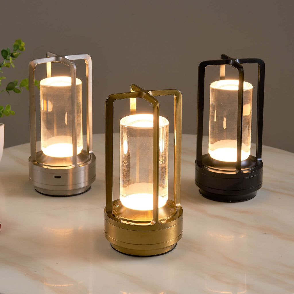 ELVA Draadloze Kristallen Lantaarn Lamp met Touch-Bediening en USB-Oplaadfunctie